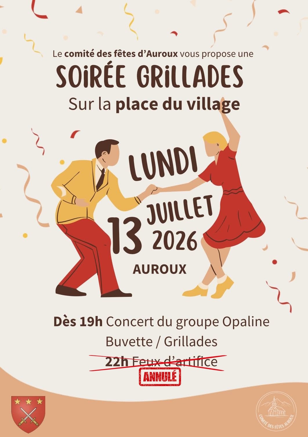 SOIRÉE GRILLADES & CONCERT – 13 JUILLET À Auroux
